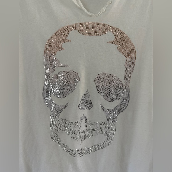 ZADIG & VOLTAIRE Tunisien Embellished Skull T-shirt In White Size Medium - Picture 3 of 6